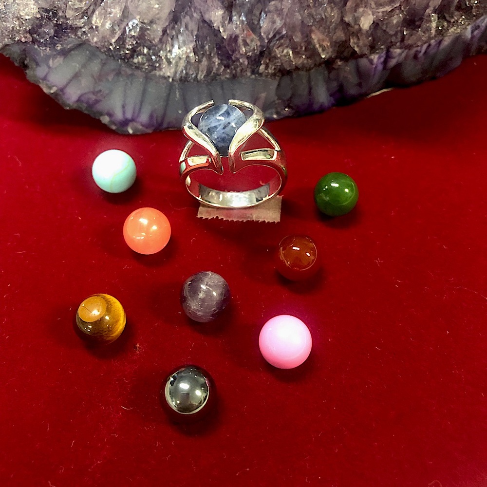 Sterling interchangeable marble/stone heart ring